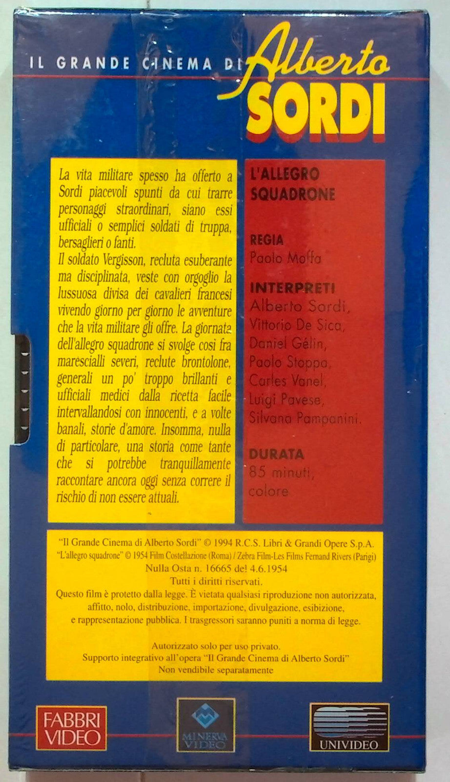 EBOND L'allegro Squadrone Il Grande Cinema Alberto Sordi Editoriale VHS VH000851