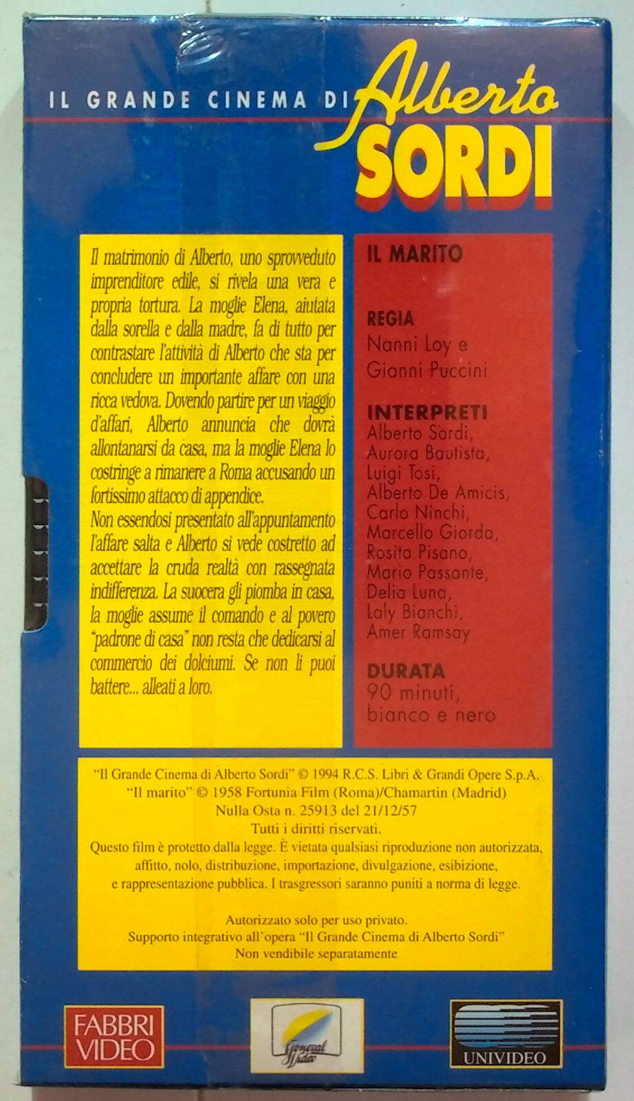 EBOND Il Marito - Il Grande Cinema Alberto Sordi Editoriale VHS VH000852