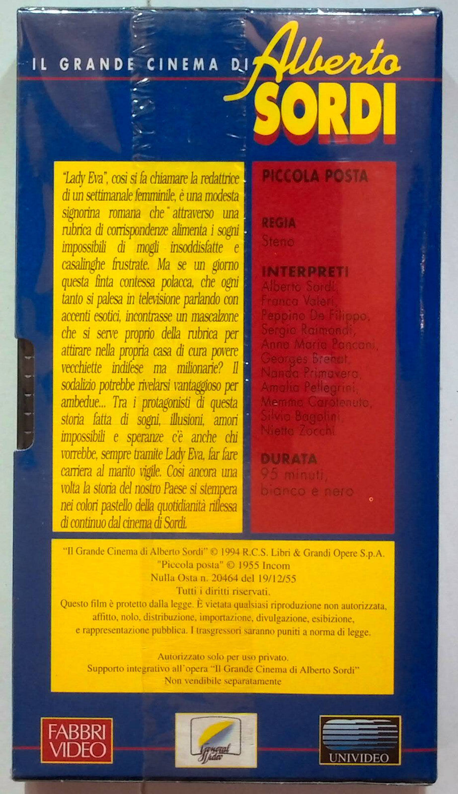 EBOND Piccola Posta - Il Grande Cinema Alberto Sordi Editoriale VHS VH000863
