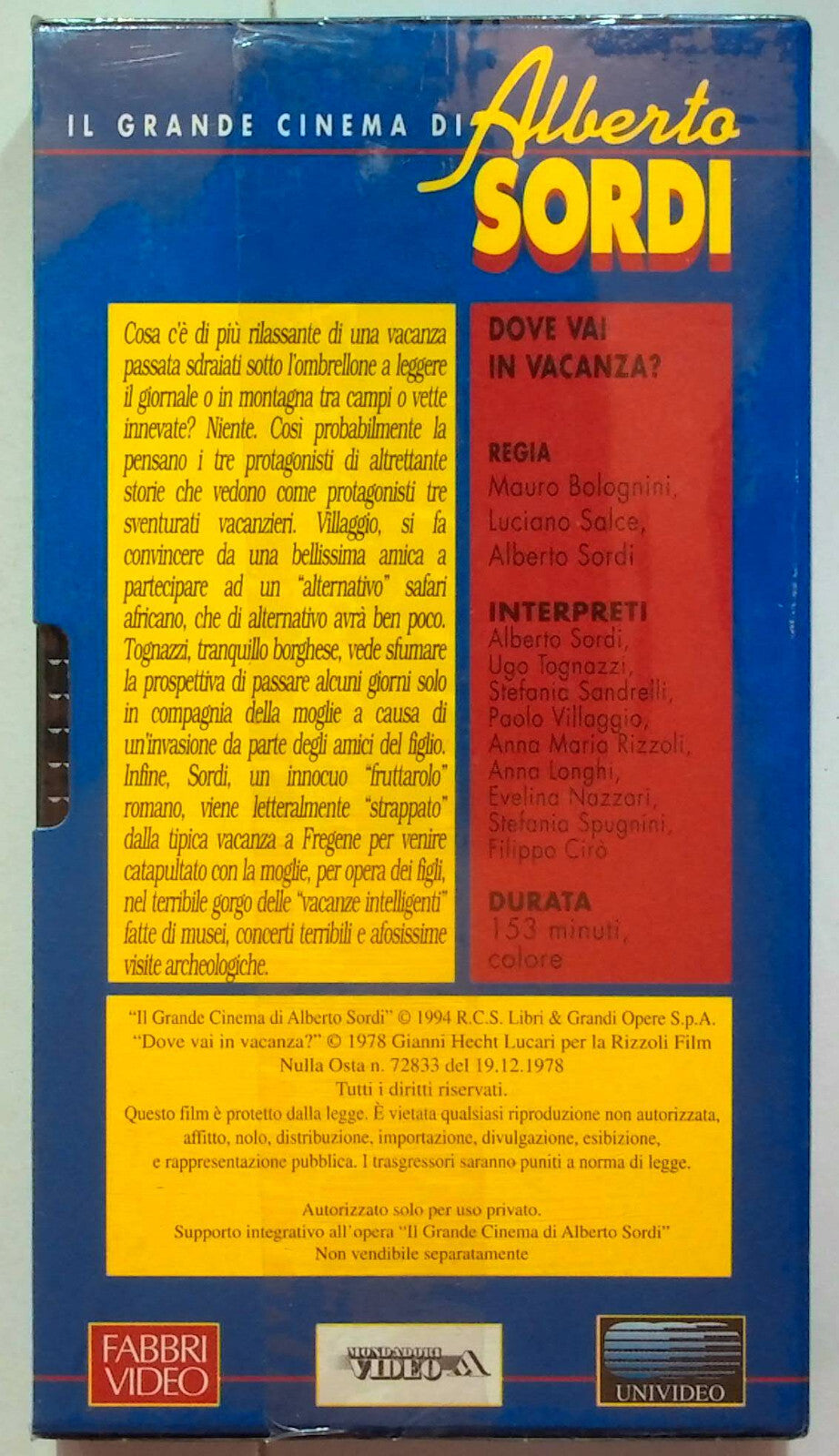EBOND Dove Vai In Vacanza? Il Grande Cinema Alberto Sordi Editorialevhs VH000864