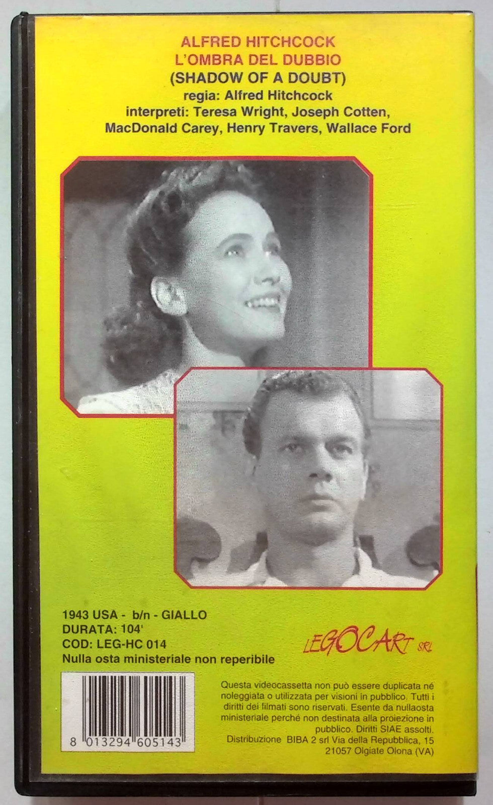 EBOND L'ombra Del Dubbio VHS VH001262