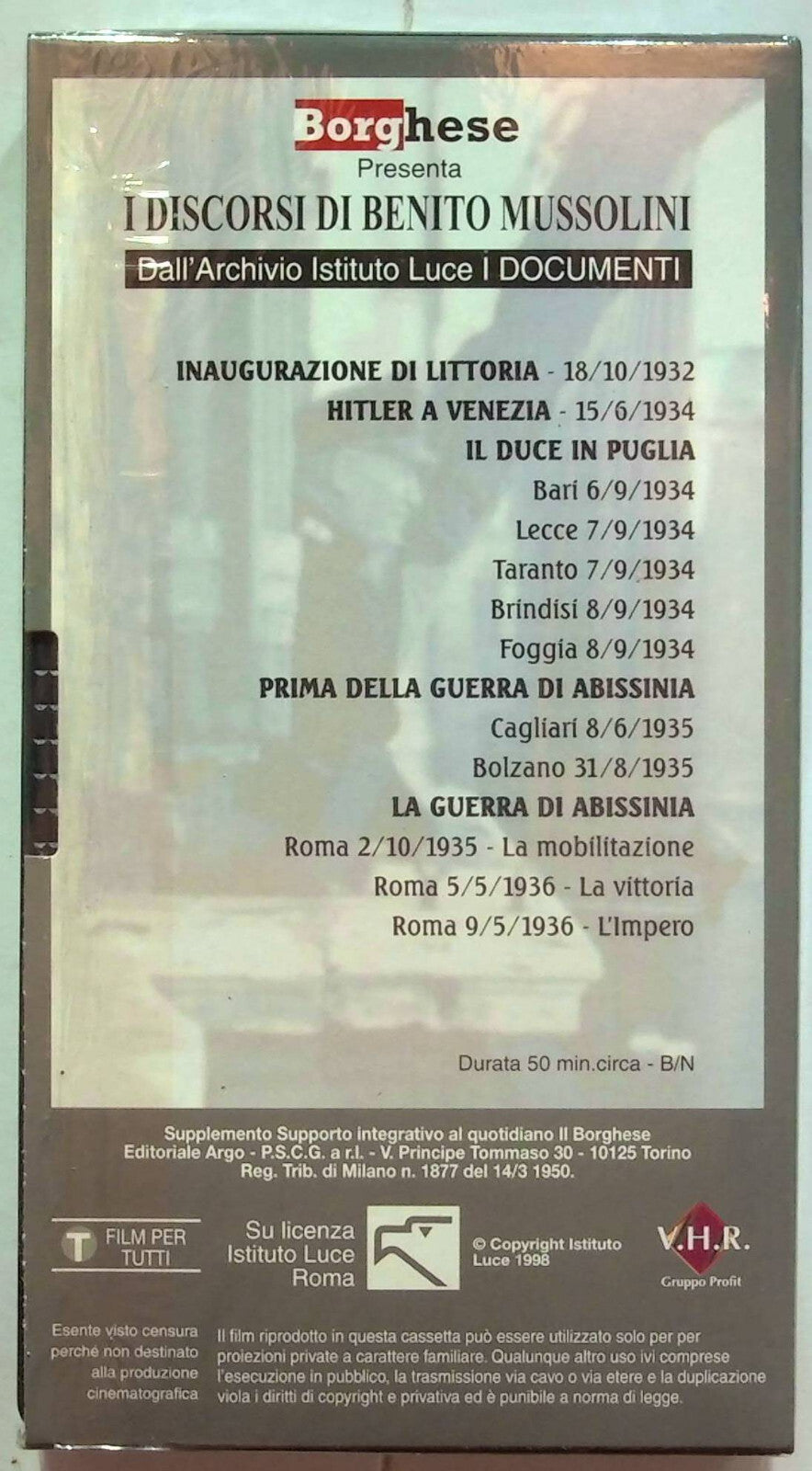 EBOND Tutti I Discorsi Di Benito Mussolini Volume 2 Editoriale VHS VH001422