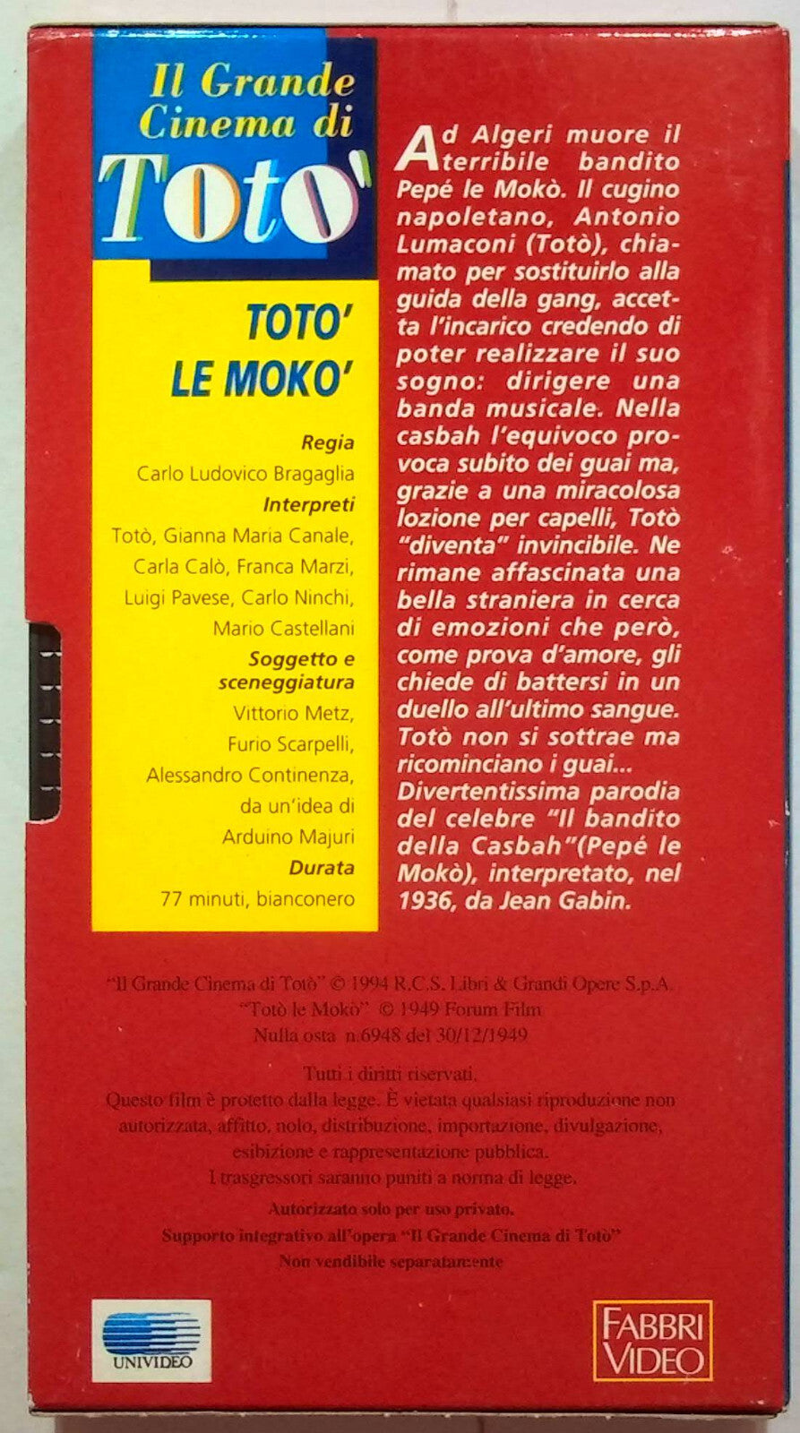 EBOND Toto Le Moko Editoriale VHS VH002071