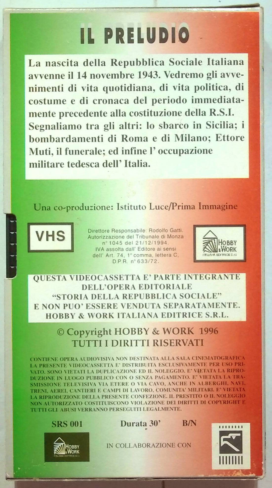 EBOND L'era Fascista - Il Preludio Volume 1 - Editoriale VHS VH002138