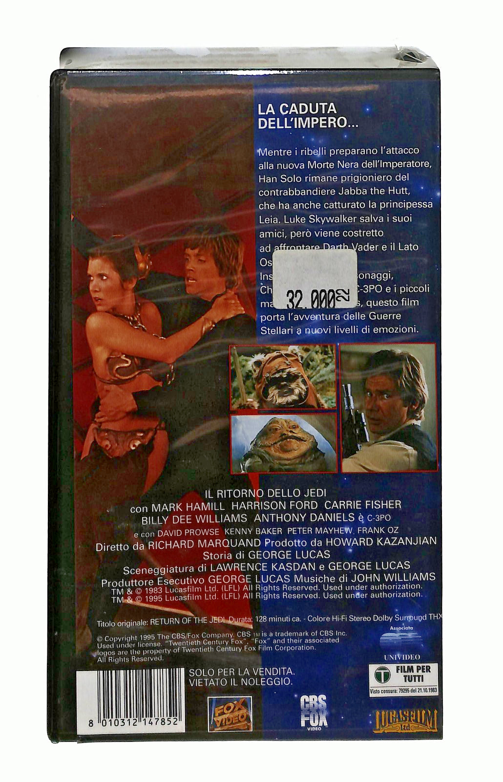 EBOND Il Ritorno Dello Jedi Guerre Stellari Univideo Cbs Fox Thx VHS VH002219