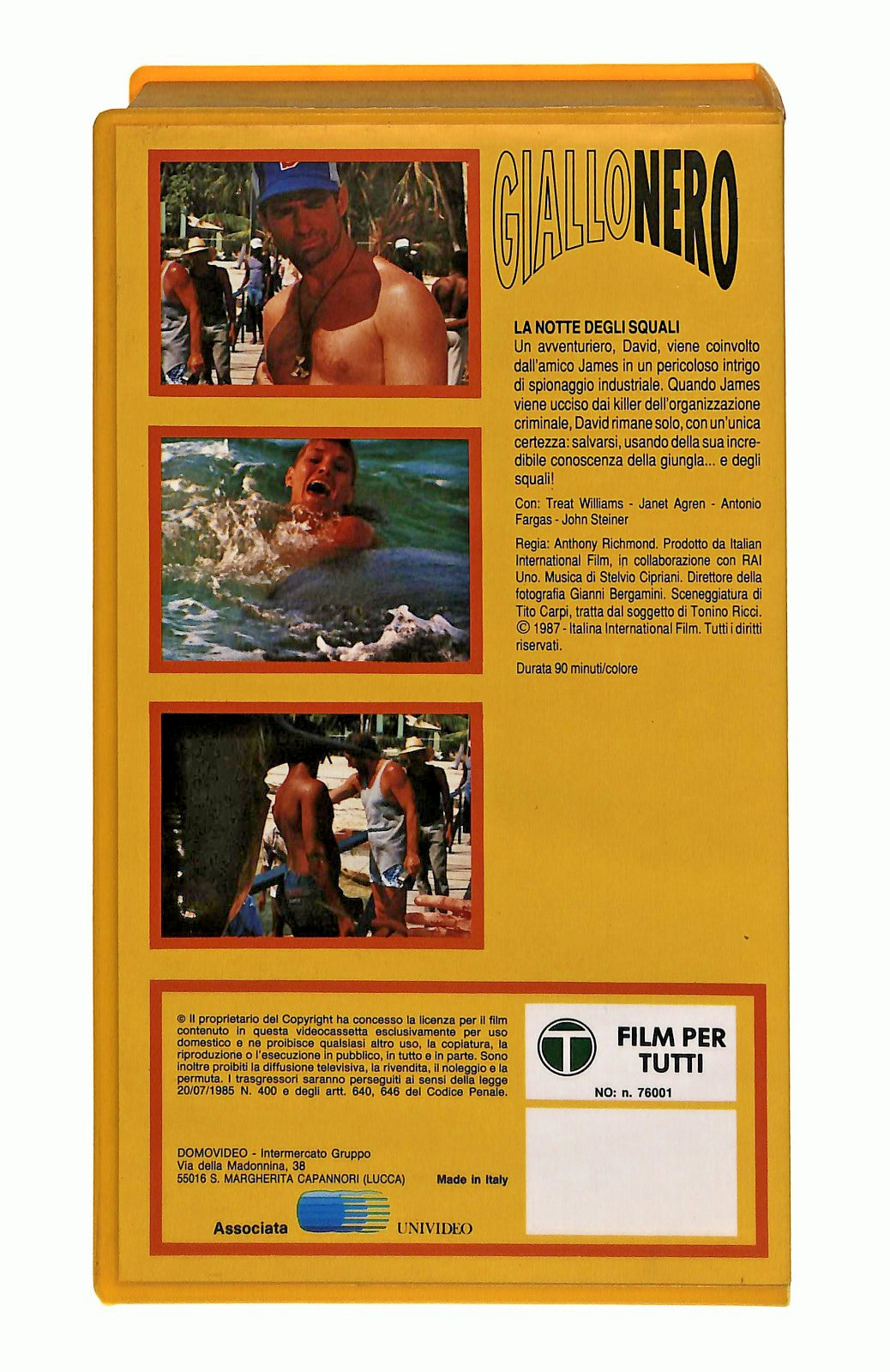 EBOND La Notte Degli Squali Giallonero Domovideo VHS VH002431