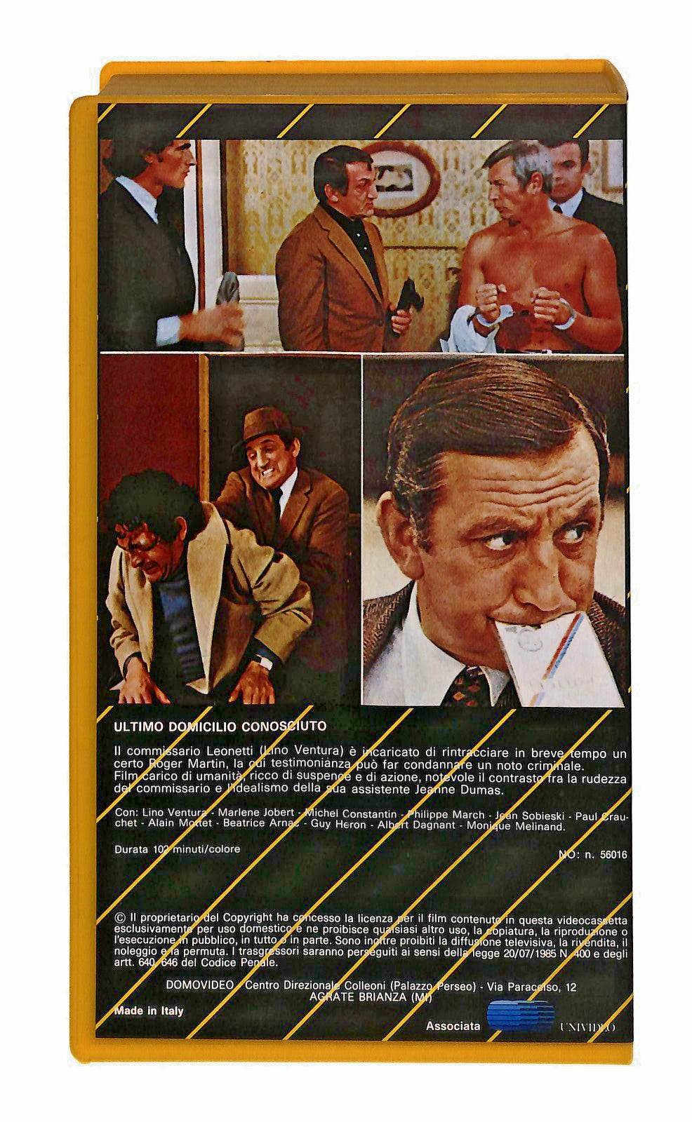 EBOND Ultimo Domicilio Conosciuto Ventura Jobert Domovideo VHS VH002435