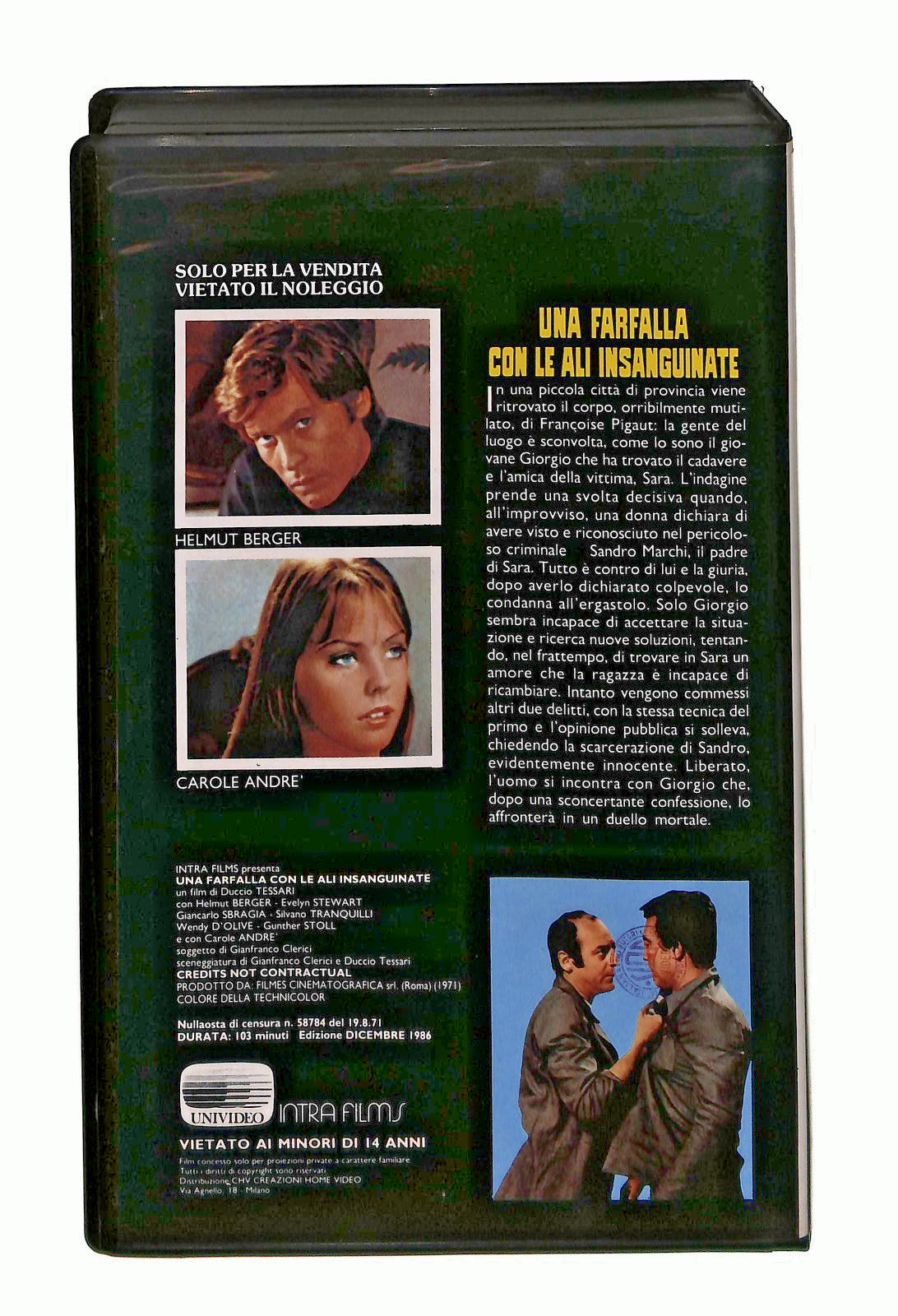 EBOND Una Farfalla Con Le Ali Insanguinate Helmut Berger VHS VH002570
