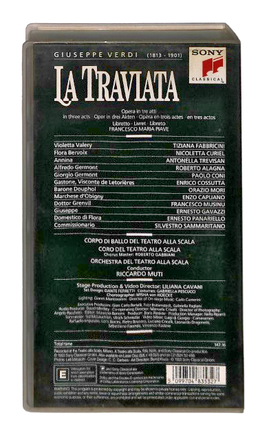 EBOND La Traviata Verdi Teatro Alla Scala Sony VHS VH003437