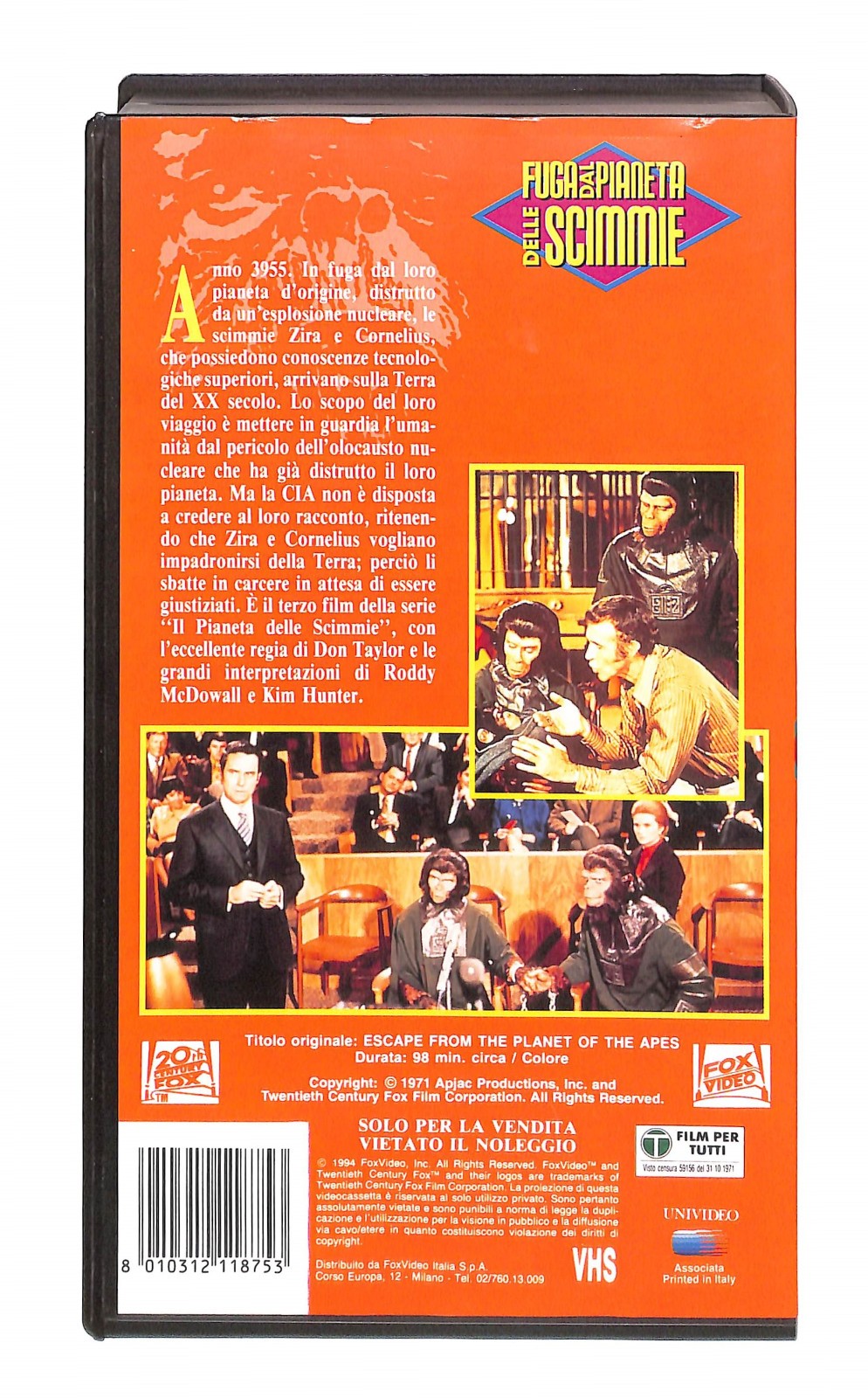 EBOND Fuga Dal Pianeta Delle Scimmie Fox VHS VH004970