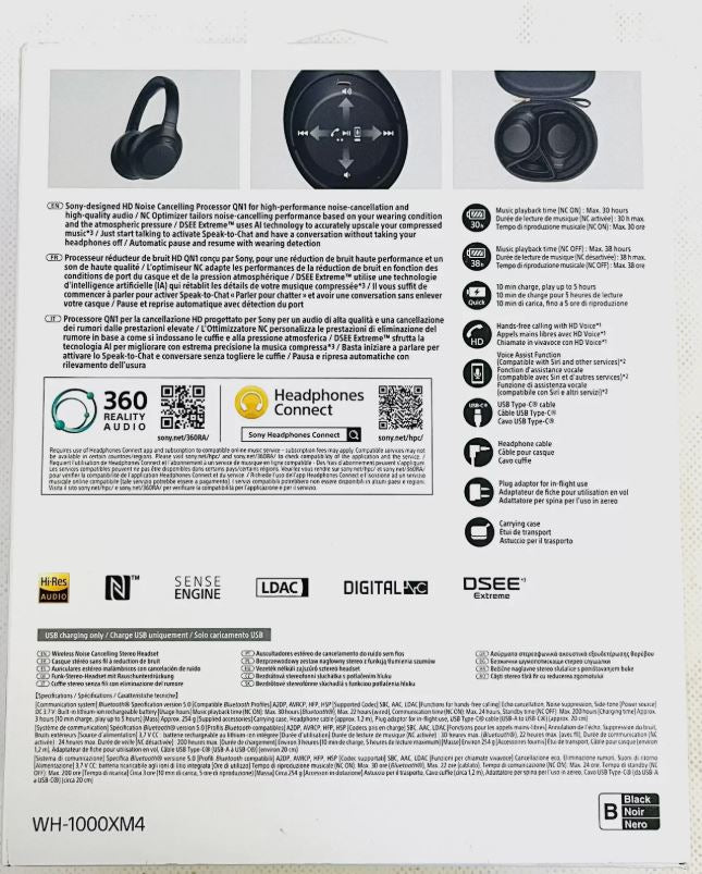 Cuffie Sony WH-1000XM4 Wireless con Noise Cancelling Nero ELE-0012