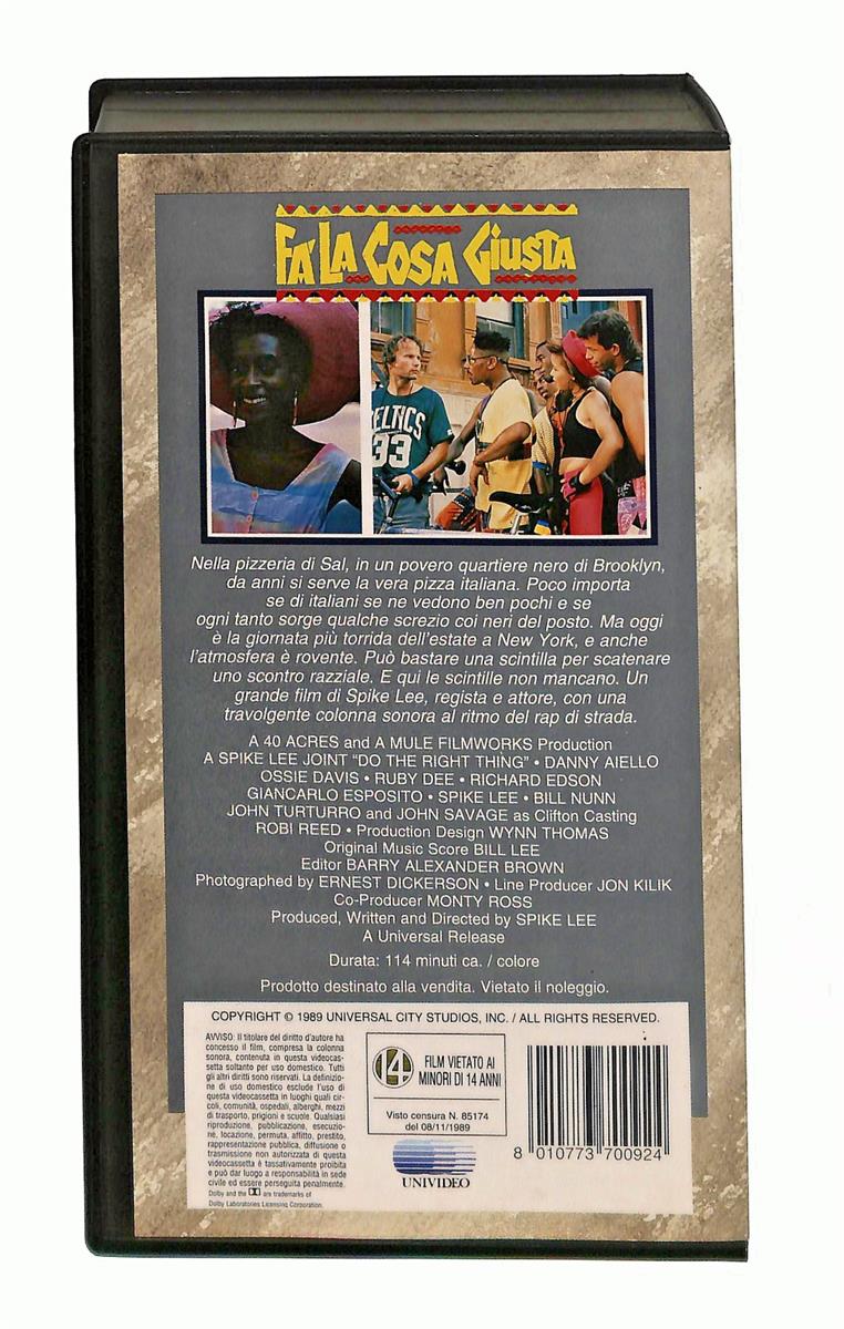 EBOND Fa La Cosa Giusta Universal Cic VHS VH003315