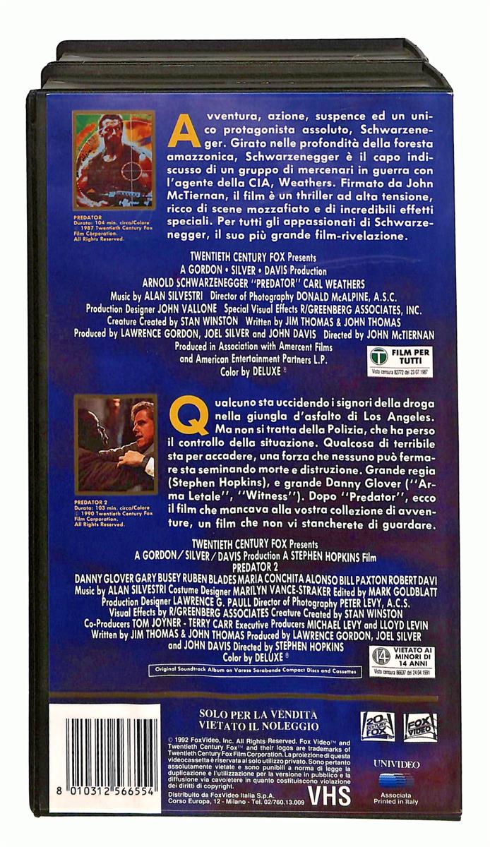 EBOND Predator Predator 2 Fox 2 VHS VH004619