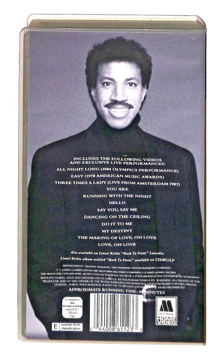 EBOND Lionel Richie Back To Front No Ita In Lingua Inglese VHS VH003720