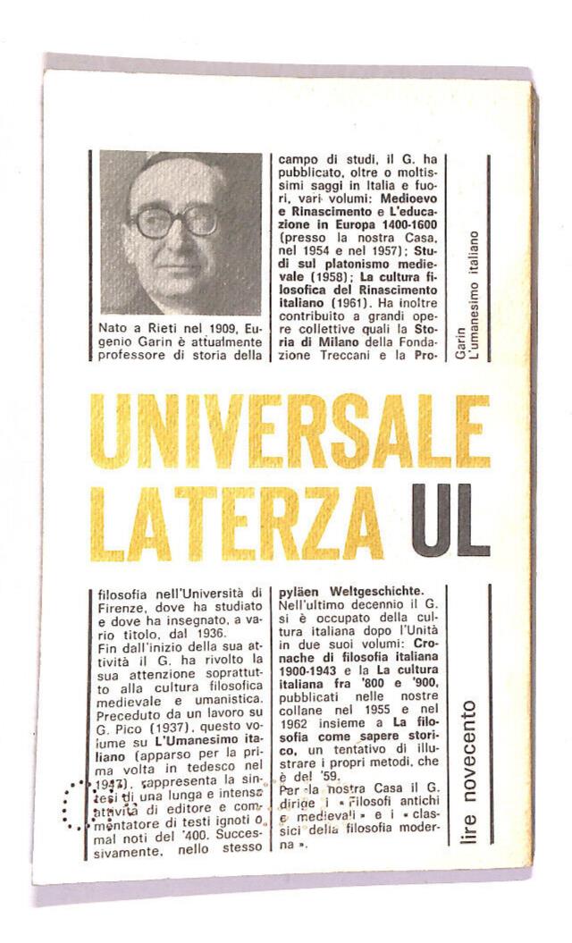 EBOND L'umanesimo Italiano Di Eugenio Garin Libro LI014864