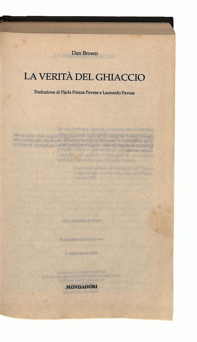 EBOND La Verita Del Ghiaccio Dan Brown Mondadori Libro LI043104