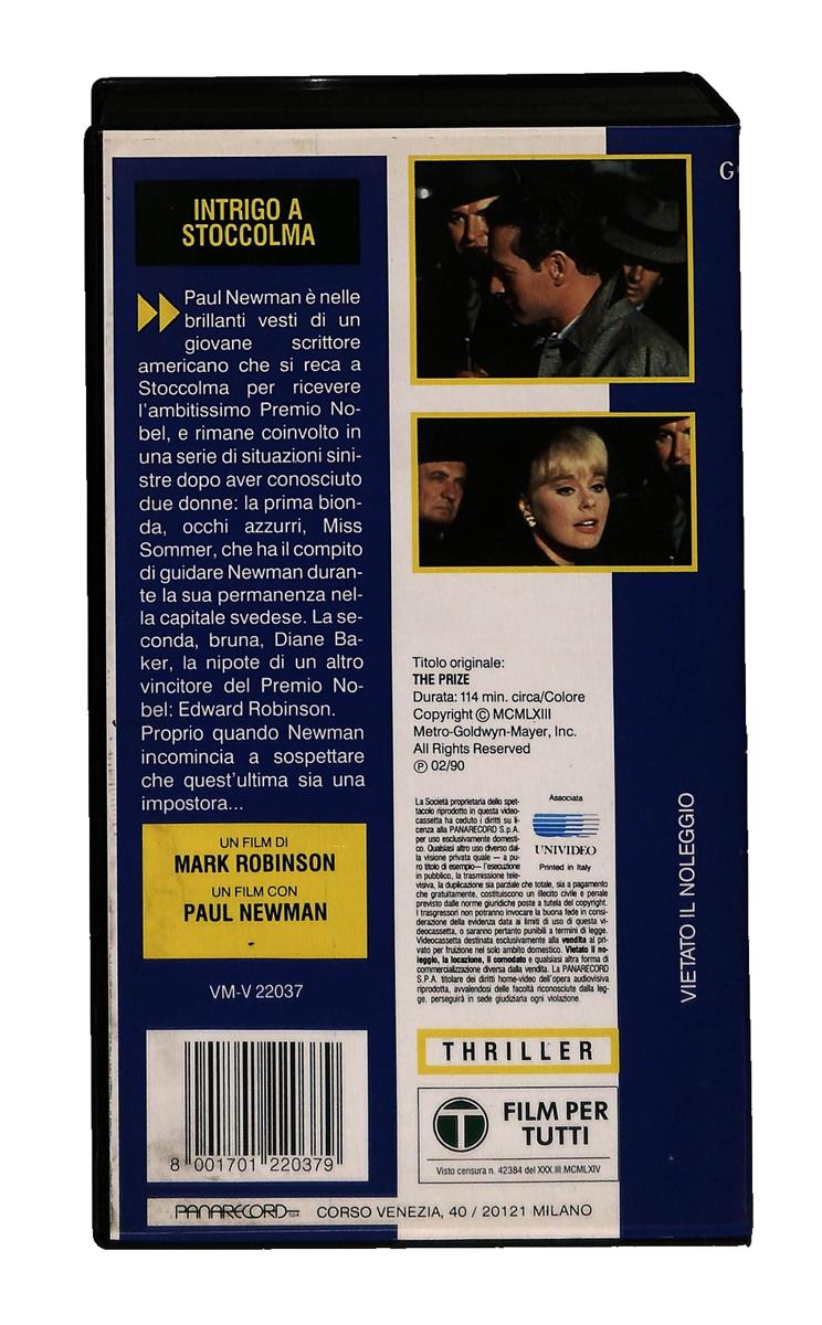EBOND Intrigo a Stoccolma Panarecord Gallery Mgm Ua VHS VH002536