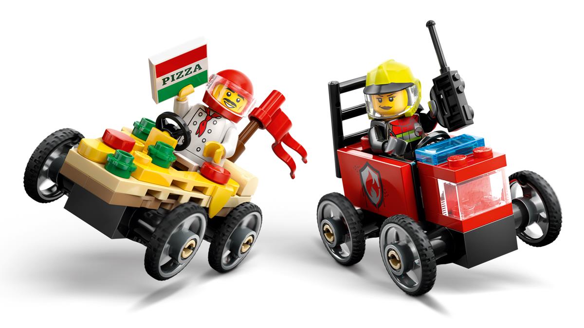LEGO 60458 Pack veicoli da corsa: pizzaiolo contro pompiere