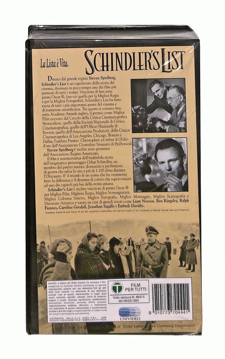 EBOND Schinder s List Universal Cic VHS VH003509