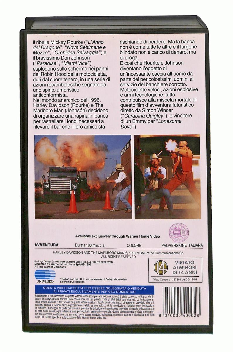 EBOND Harley Davidson & Malboro Man Rourke Johnson Mgm Ua VHS VH002751