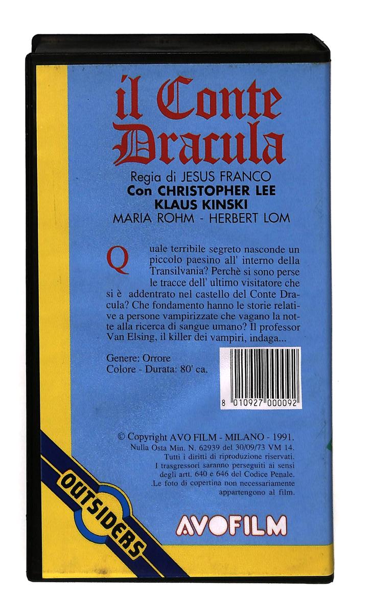 EBOND Il Conte Dracula Lee Kinski Avofilm VHS VH002665