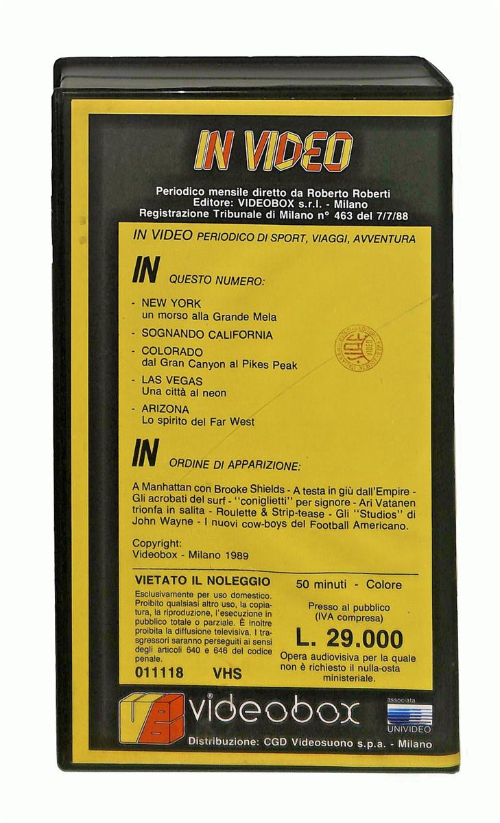 EBOND In Video 1 Speciale America Videobox VHS VH003886