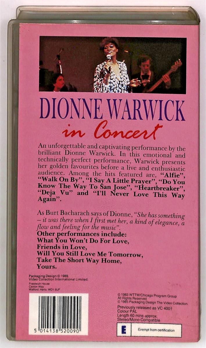 EBOND Dionne Warwick In Concert No Ita VHS VH005325