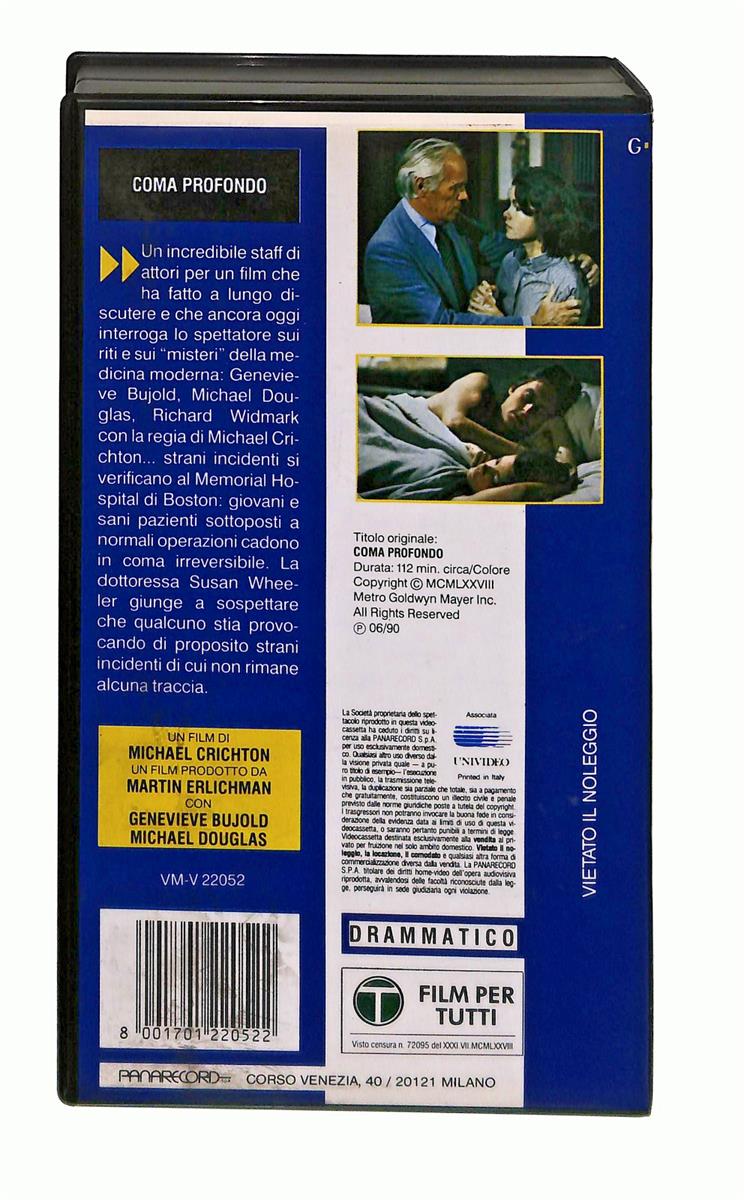 EBOND Coma Profondo Michael Crichton Panarecord Gallery Mgm Ua VHS VH002555