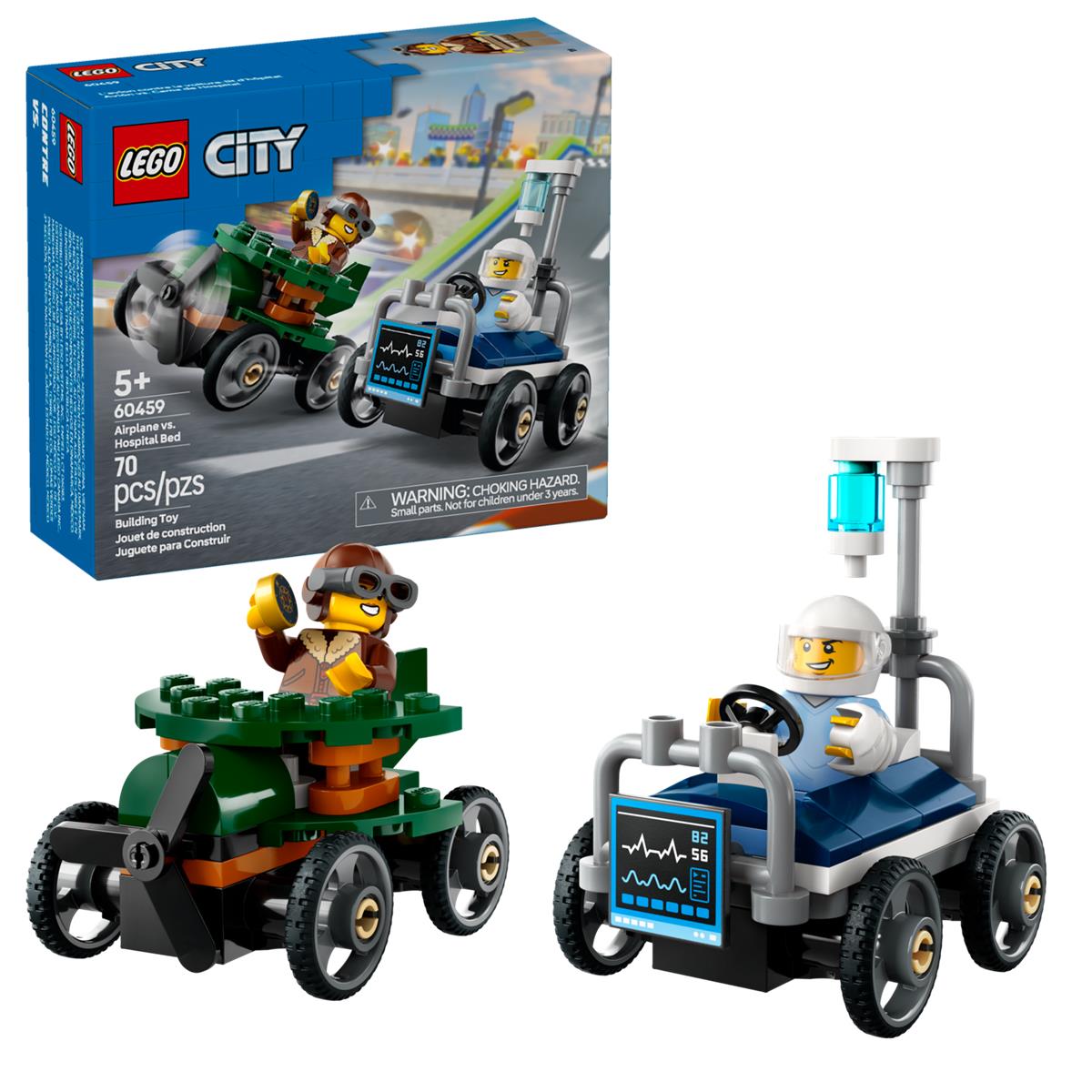 LEGO 60459 Pack veicoli da corsa: aereo contro letto d’ospedale