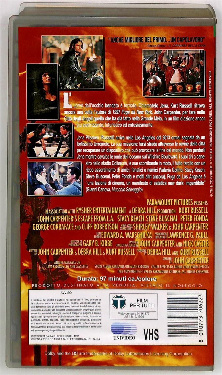 EBOND Fuga Da Los Angeles Paramount Cic VHS VH005501