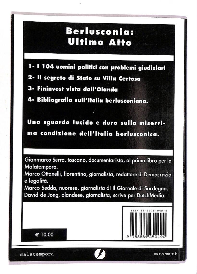 EBOND Berlusconia: Ultimo Atto Di Gianmarco Serra Libro LI014750