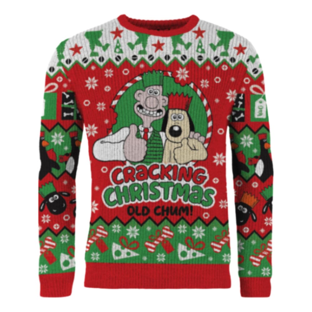 Wallace & Gromit Christmas Sweater Cracking Christmas Old Chum! Size M P065583