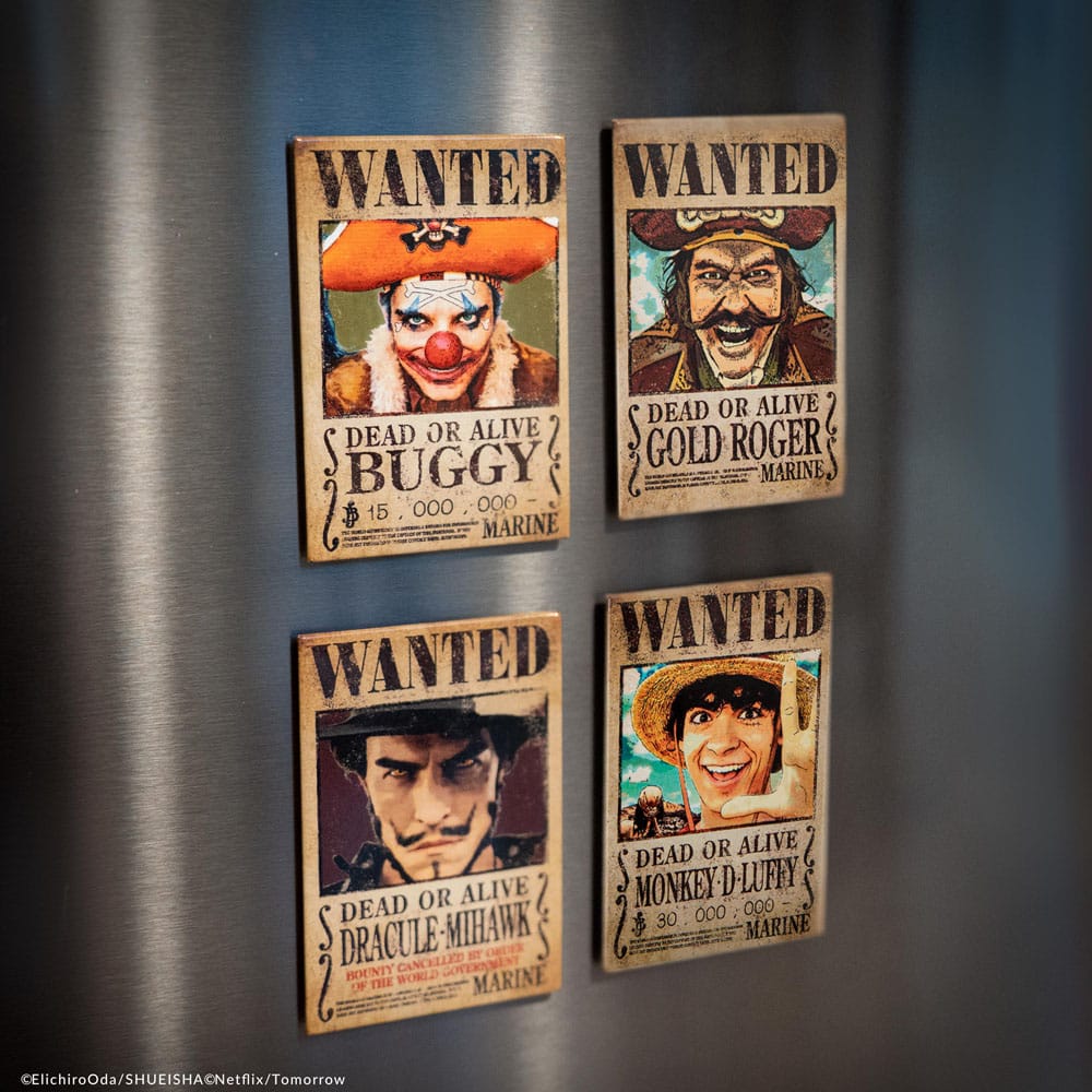 One Piece Fridge Magnet 4-Pack Wanted P035389