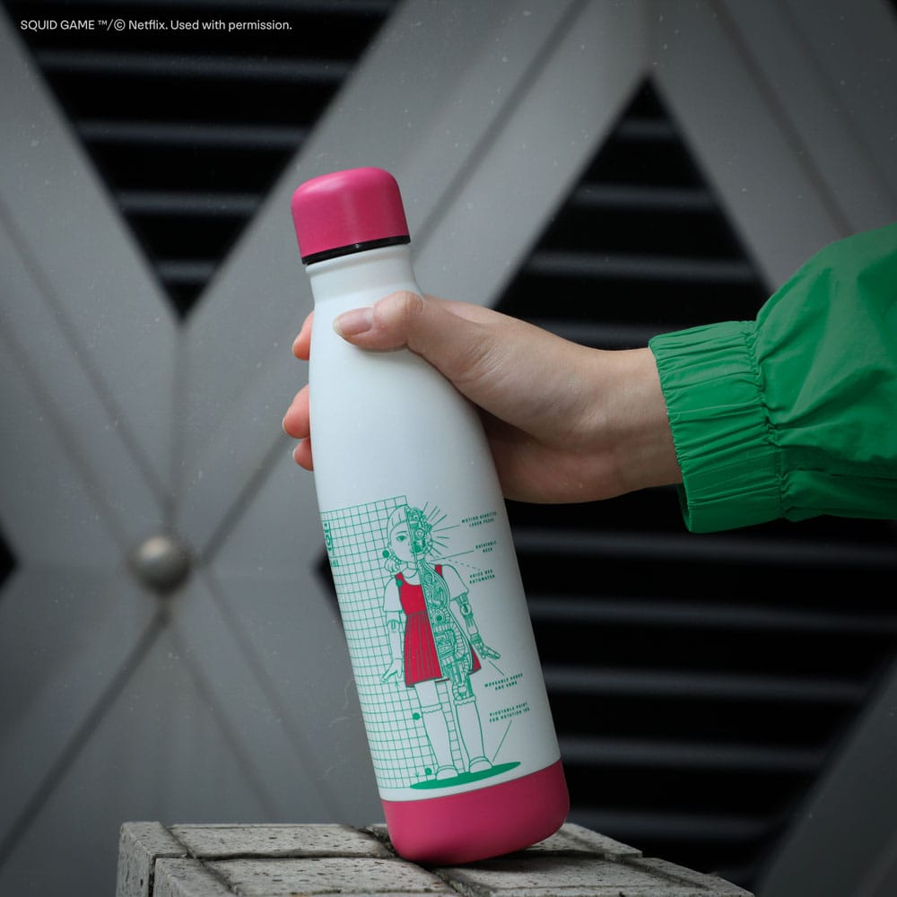 Squid Game Thermo Water Bottle Young-hee Blue & White Print P035401