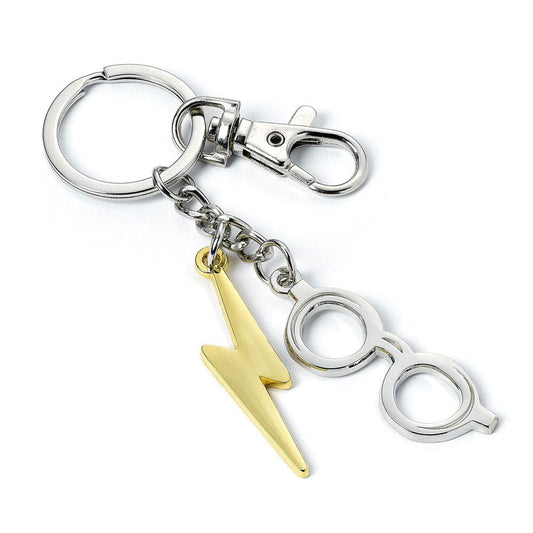 Harry Potter Keychain Lightening Bolt & Glasses (silver plated) P035658
