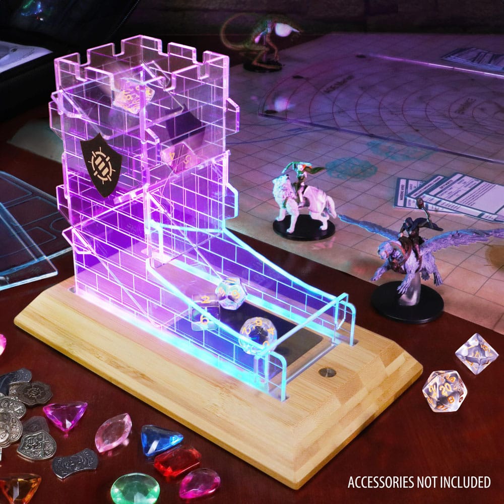 Enhance Tabletop Series LED Dice Tower with Dice Set Clear P036361