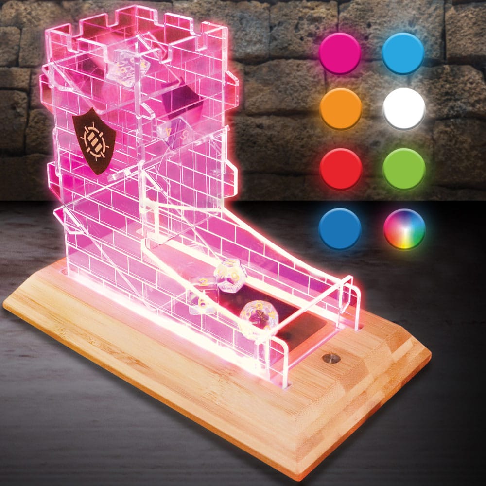 Enhance Tabletop Series LED Dice Tower with Dice Set Clear P036361