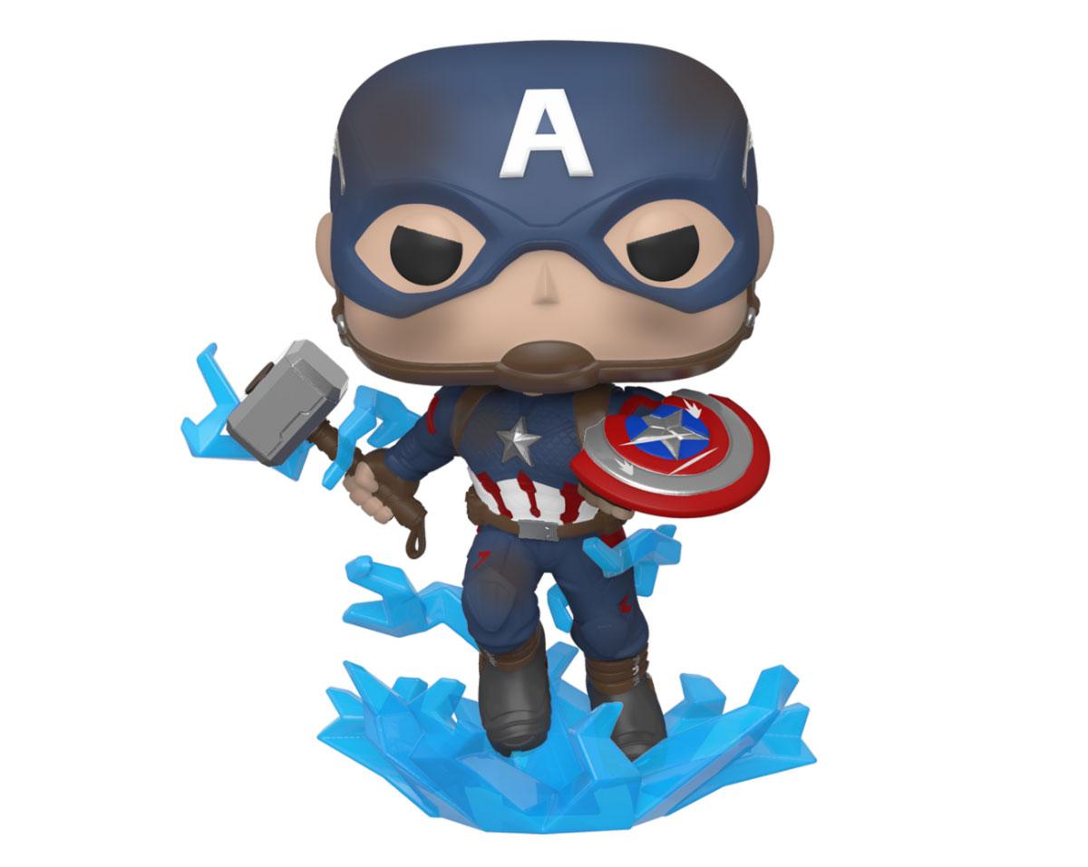 Avengers: Endgame POP! Movies Vinyl Figure Captain America w/Broken Shield & Mjolnir 9 cm