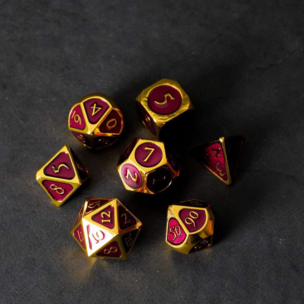FanRoll Dice Set Gold with Purple Enamel (7)