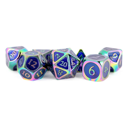FanRoll  Dice Set Rainbow with Blue Enamel (7) P040256
