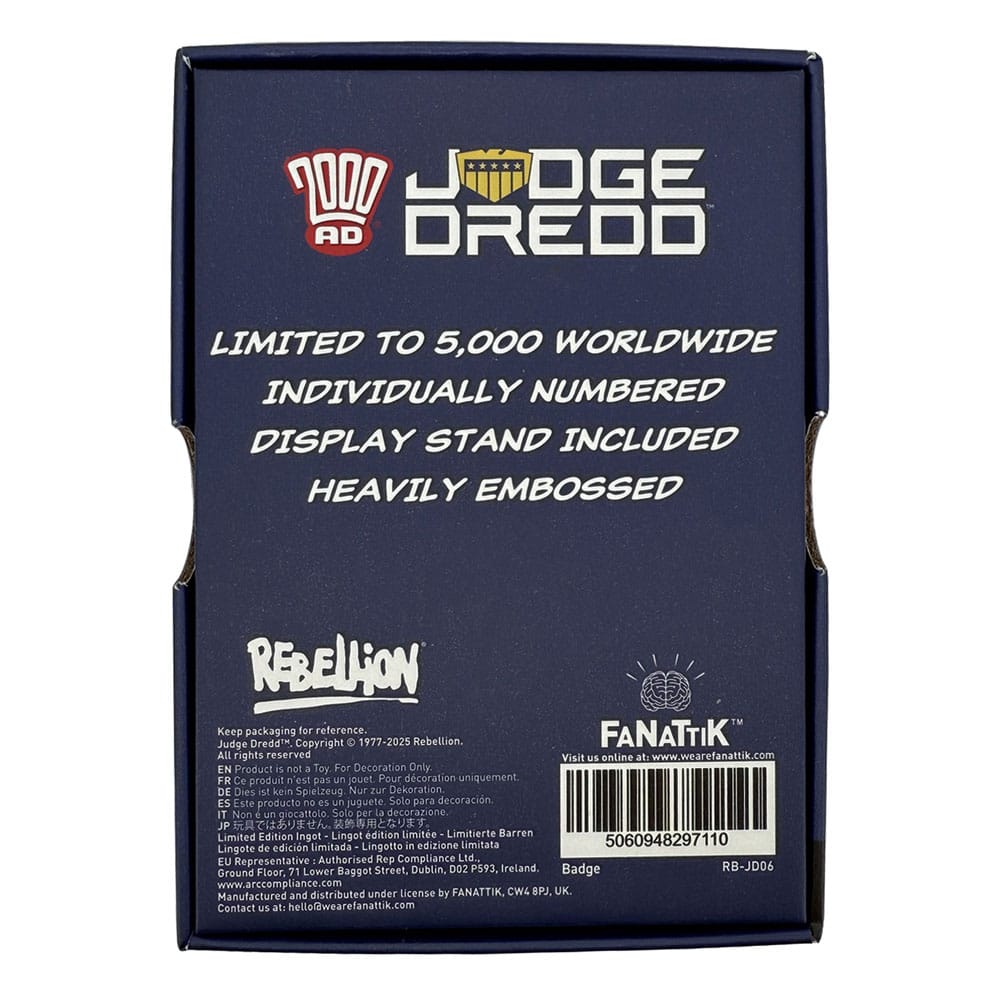 2000 AD Replica Judge Dredd Badge Limited Edition P040594