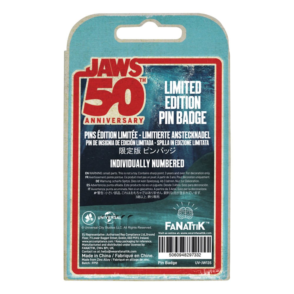 Jaws Pin Badge 50th Anniversary Ship in Bottle P040681