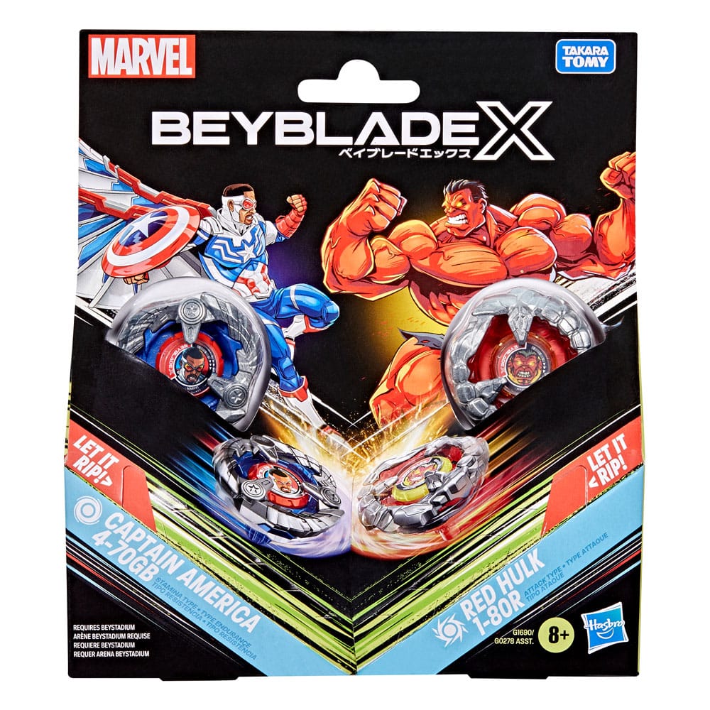 Beyblade X and Marvel Collab Captain America 4-70GB vs. Red Hulk 1-80R P069231