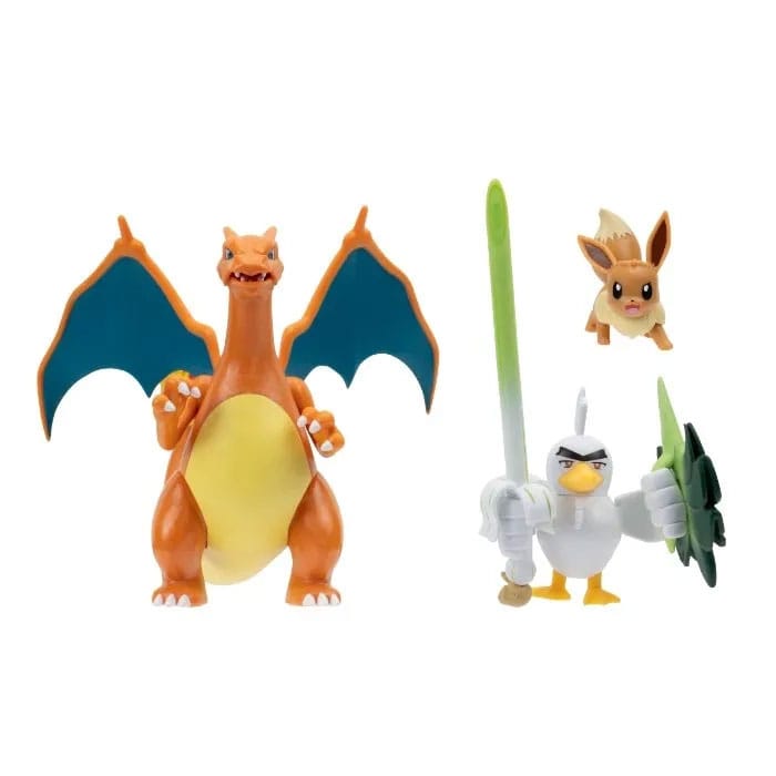 Pokemon Figure 3-Pack Eevee, Sirfetch'd & Charizard