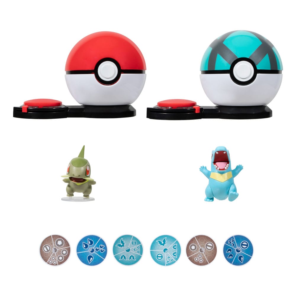 Pokemon Surprise Attack Game Axew & Poke Ball vs. Totodile & Net Ball