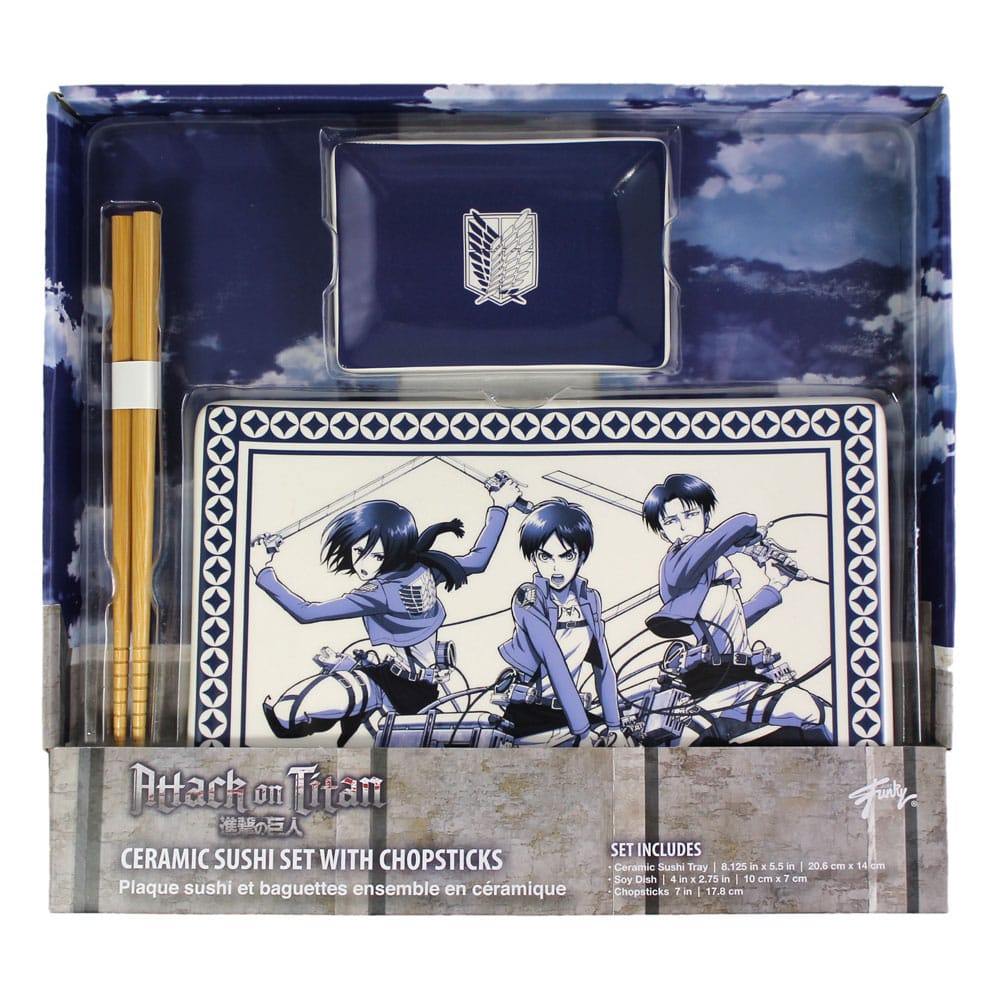 Attack on Titan Ceramic Sushi Set with Chopsticks P045812