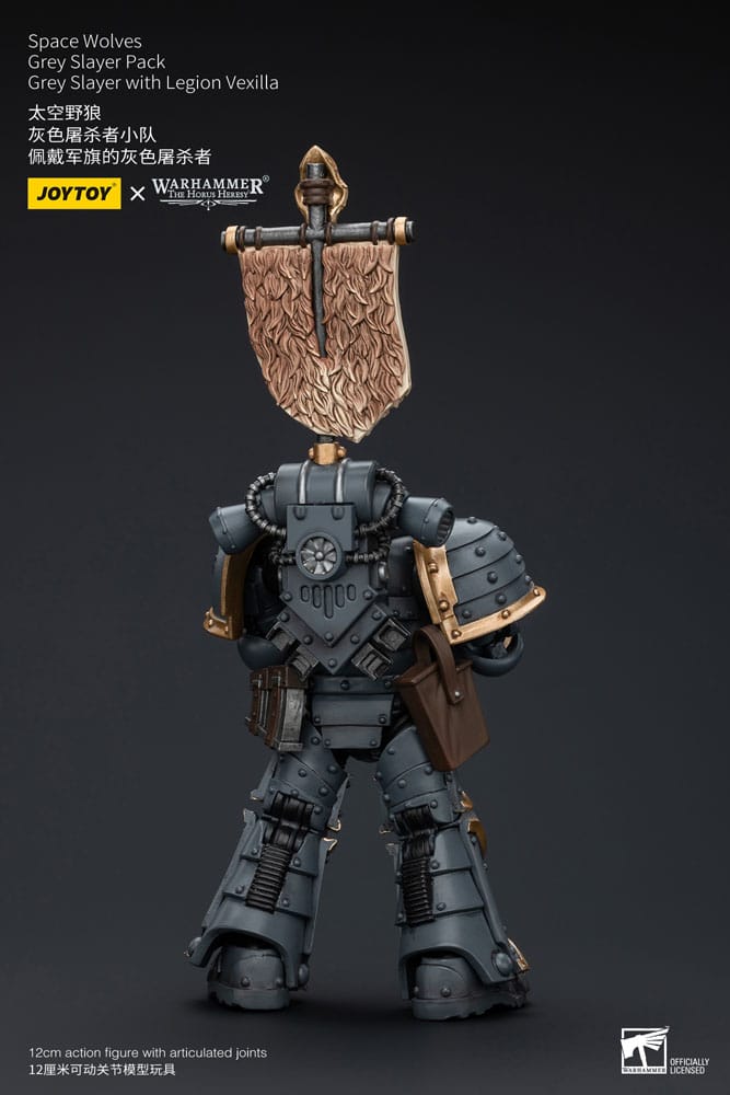 Warhammer The Horus Heresy Action Figure 1/18 Space Wolves Grey Slayer Pack Grey Slayer With Legion Vexilla 12 cm