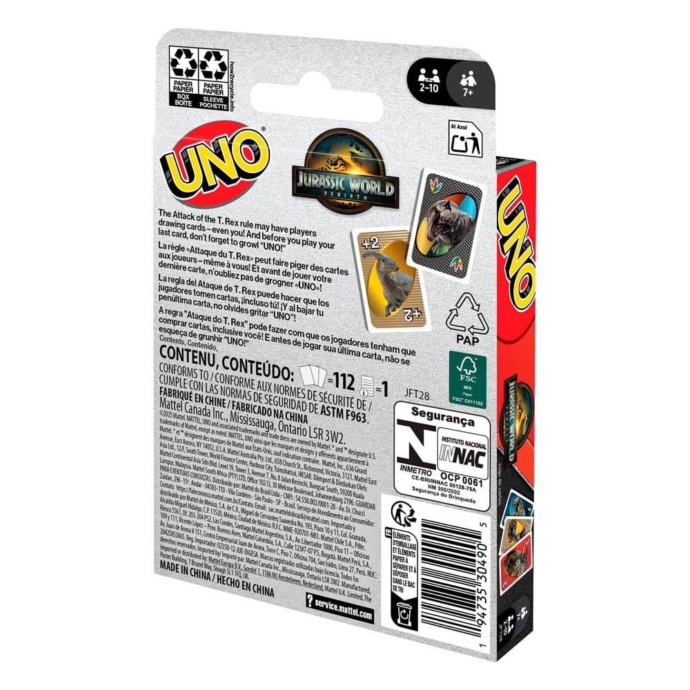 Jurassic World Rebirth UNO Card Game P049385