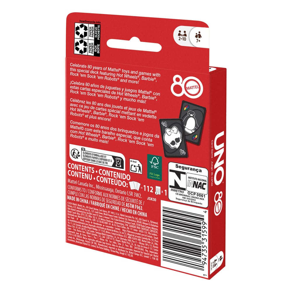 Mattel 80th Anniversary UNO Card Game Ruby Red P049411