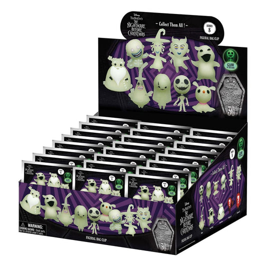 Nightmare Before Christmas 3D PVC Bag Clips  Glow in the Dark Series 8 Display (24) P051196
